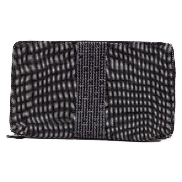 Auth HERMES Her Line Purse GM - Gray Black Polyamide Polyester None Long Wallet - Picture 1 of 6